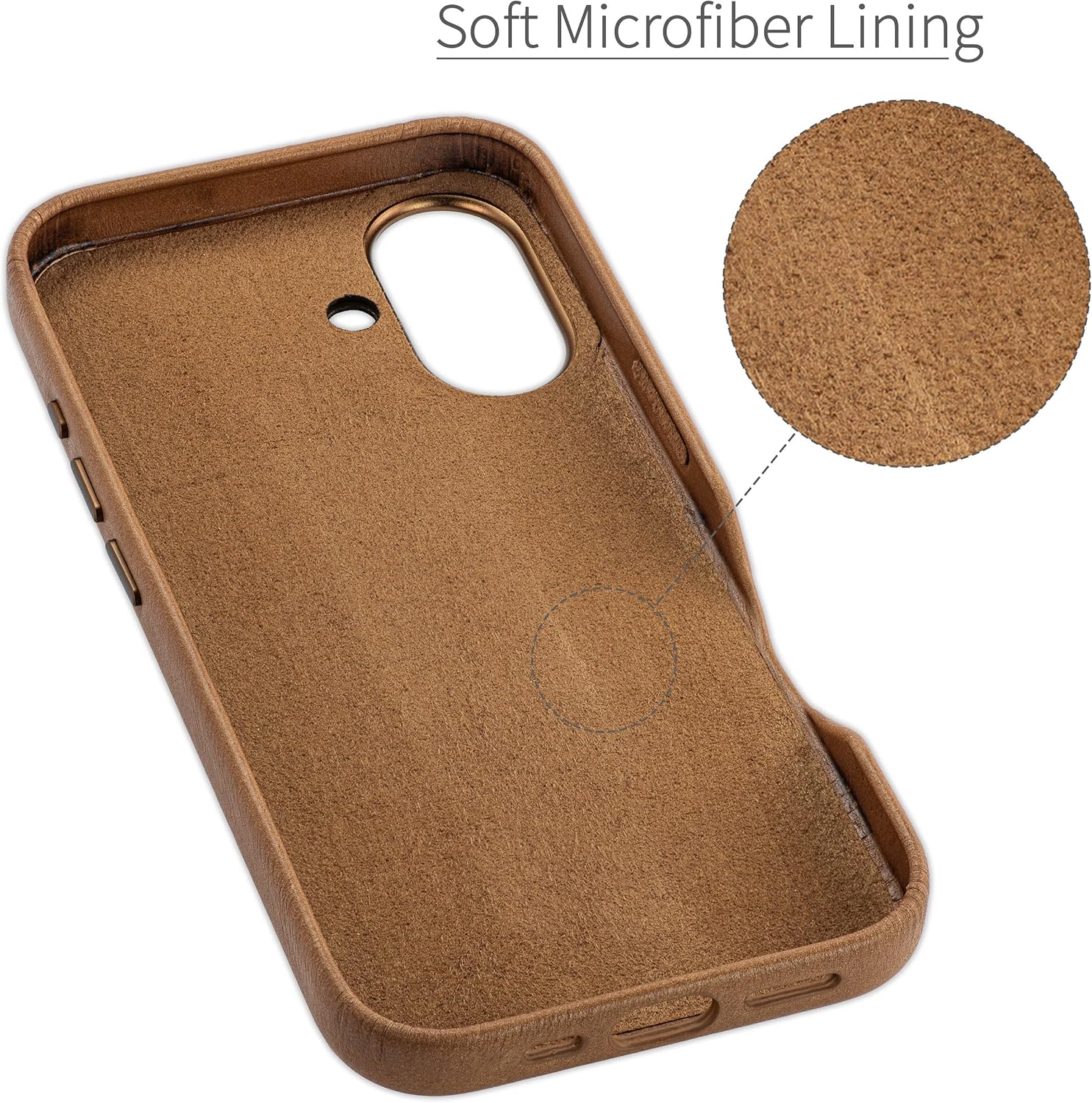 Dockem Genuine Leather Card Case V2 for iPhone 16 with Camera Control Cutout, Built-in Metal Plate, Stitched-on Wallet with 2 Credit Card Holder Slots (Light Brown, M2GL) - Image 5