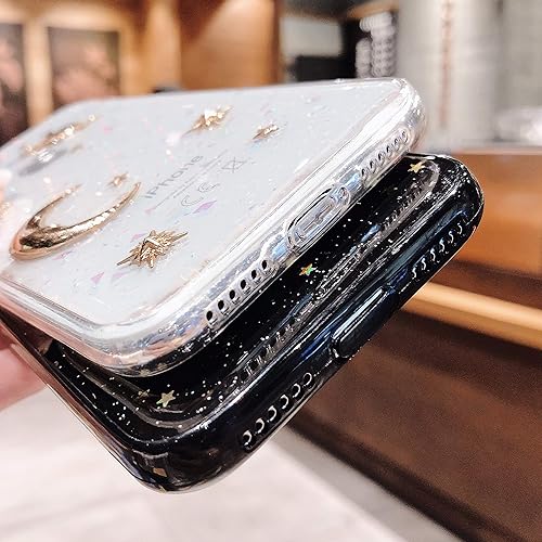 Miniatura 5 de Funda para iPhone Xs Max con purpurina de planeta brillante con espacio brillante, luna, estrella, universo, TPU suave, silicona a prueba de golpes,
