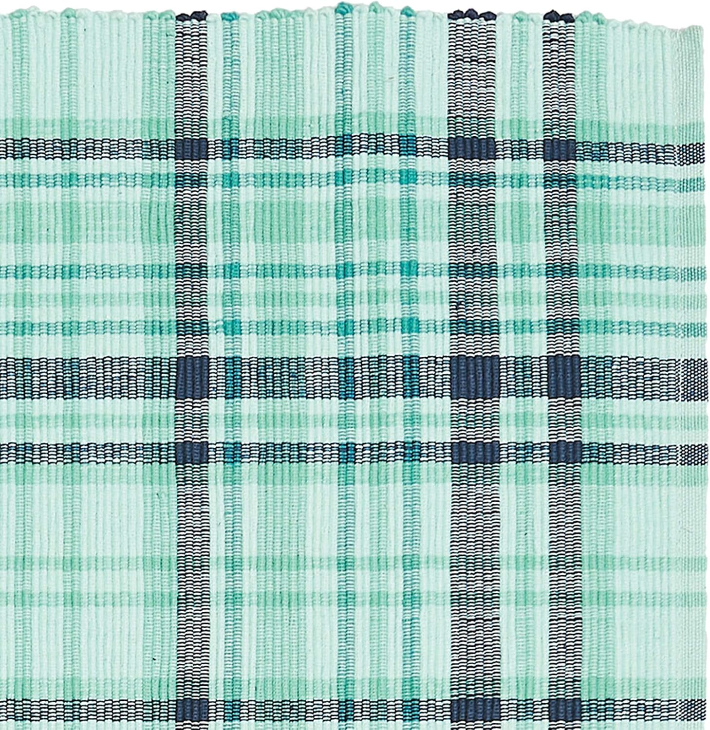 C&F Home Mckinley Plaid Placemats Set of 6 Cotton Reversible Rectangular Nautical Coastal Checkered Washable Table Mats 13" x 19" Aqua