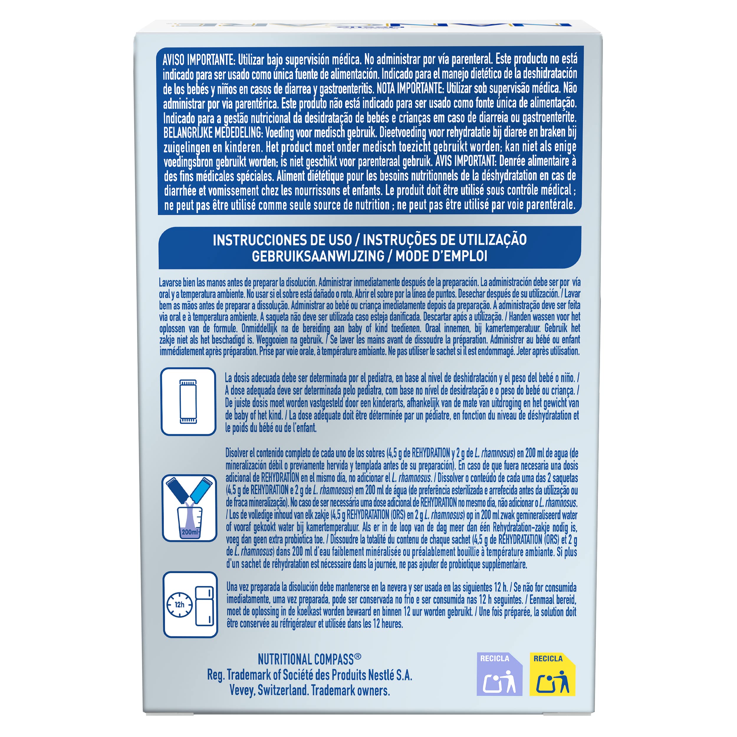 Nestlé NANCARE HYDRATE-PRO - Polvo 6(4,5g+2g) - Complemento infantil