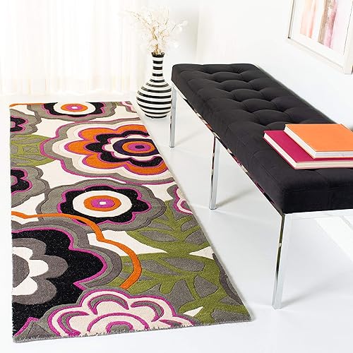 Miniatura 17 de SAFAVIEH Soho Collection SOH753C - Alfombra de lana de primera calidad hecha a mano de 3 pies 6 pulgadas x 5 pies 6 pulgadas, color azul/multi