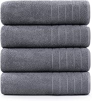 CasaPlatino Bath Sheet Towels 4 Pack 36x72 Inch 100% Ring Spun Cotton Ultra Soft Absorbent Quick Dry Cool Grey
