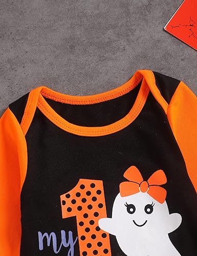 Vista 3 de TUEMOS Body de Halloween para bebé niña con diadema, primer conjunto de ropa de Halloween