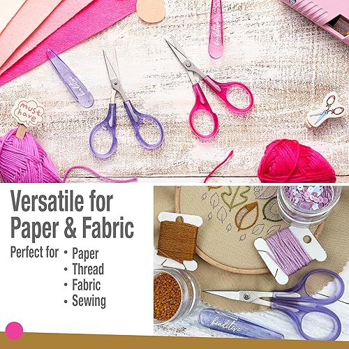 Miniatura 5 de Beaditive Juego de tijeras para detalles de alta precisión (2 piezas) puntas afiladas y finas, corte de papel, álbumes de recortes, costura,