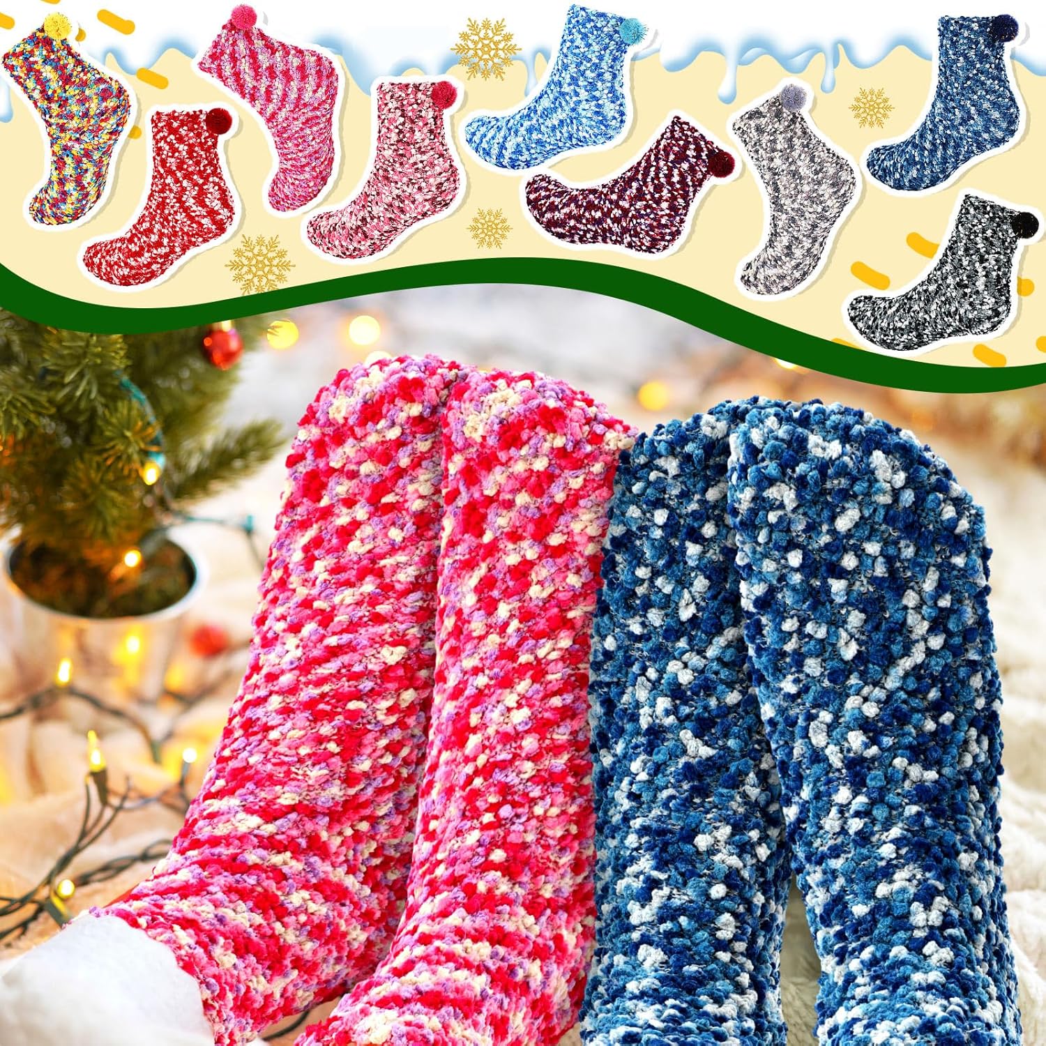 Foaincore 18 Pairs Cupcake Socks for Women Stocking Gifts for Christmas Gifts Fuzzy Winter Warm Socks for Valentine Mothers Adults Gifts Multicolored and 18 Pcs Gift Boxes - Image 7