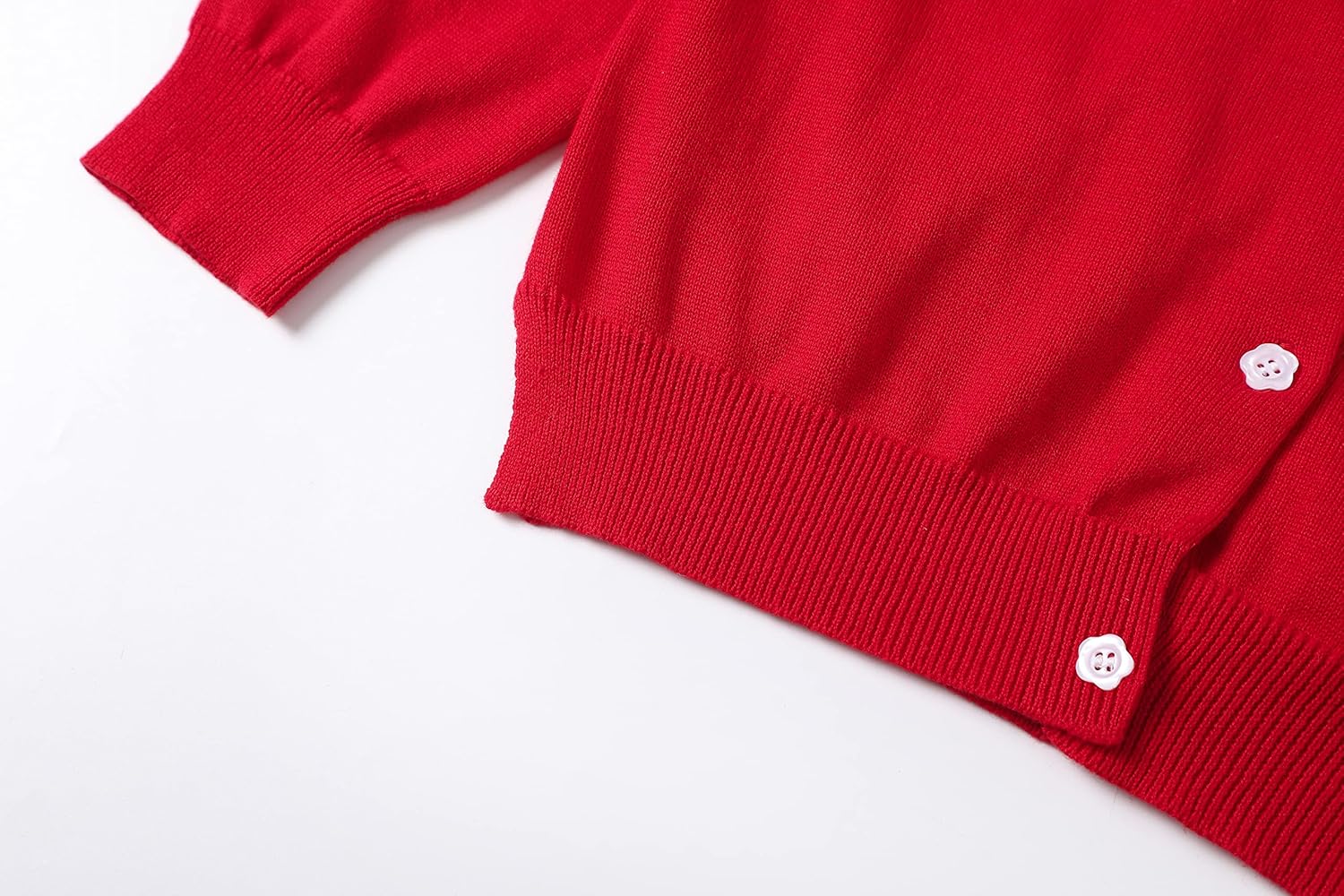 Girls' Cardigan Sweater [Cute Petal Buttons] Cotton Long Sleeve Crewneck Uniform Sweater for 5-14 Years Girls - Image 4