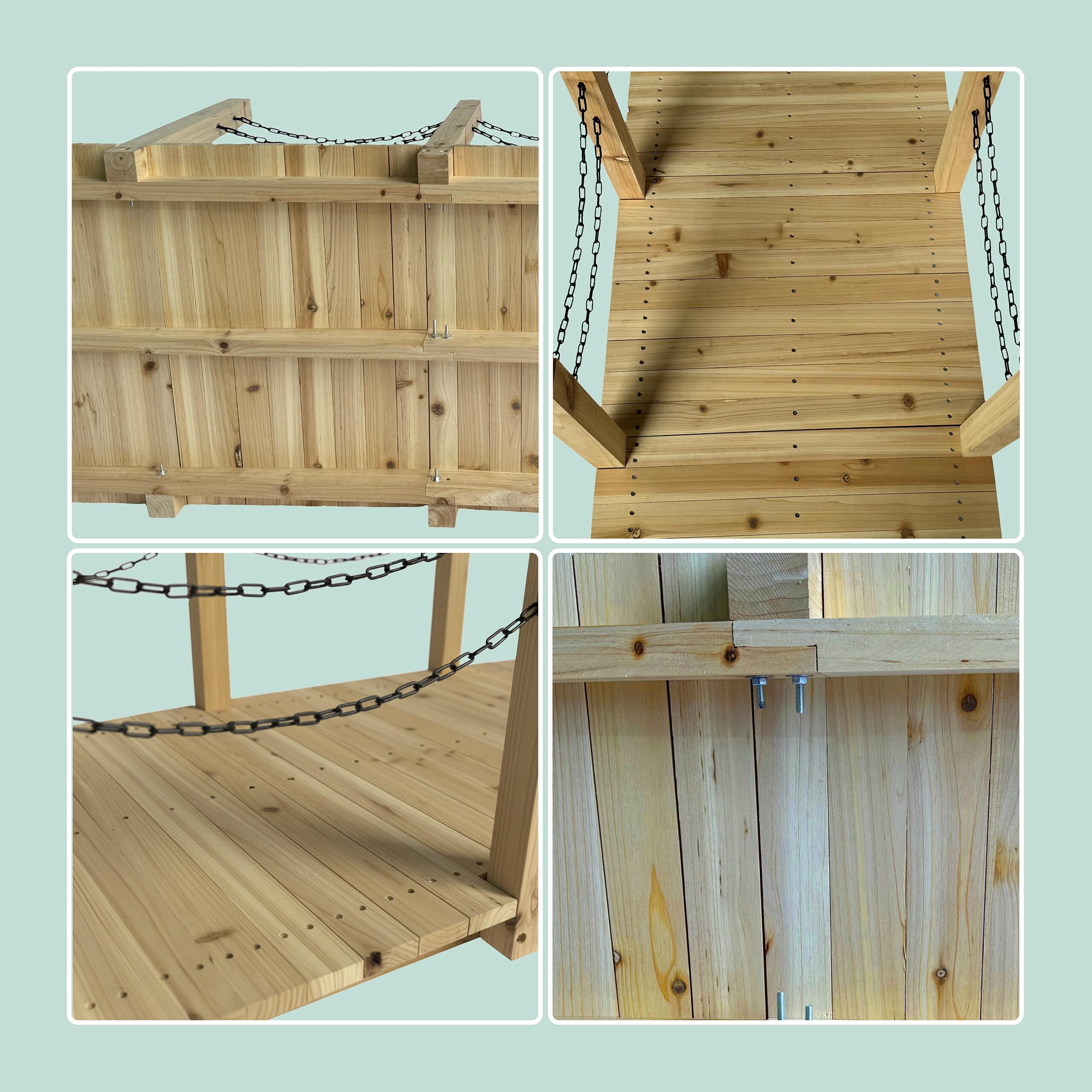 Pont de Jardin Relaxdays, poteaux et chaînes, Sapin, pour Bassin, H x l x P : 55 x 150 x 67 cm, Choix de Couleurs