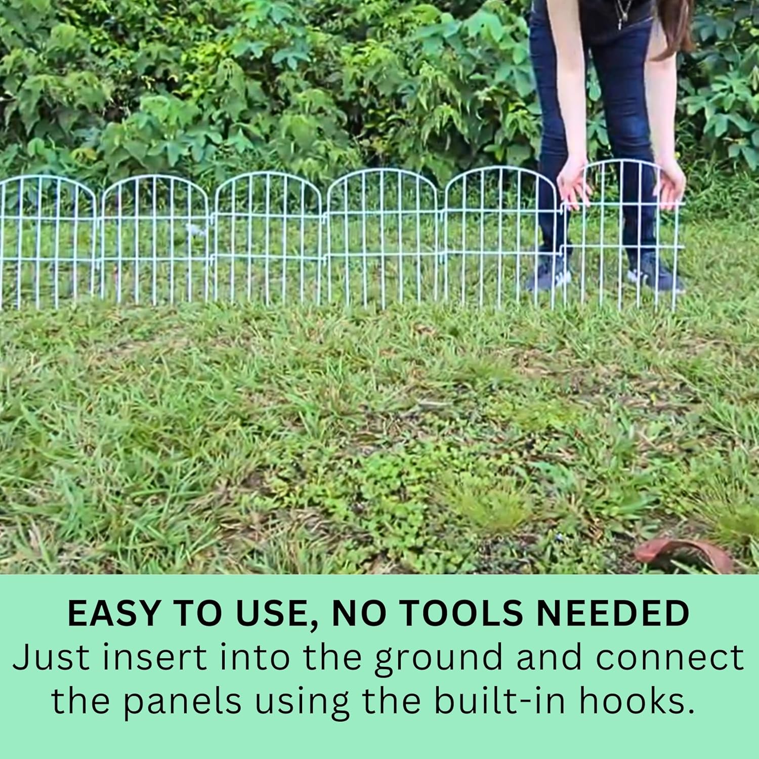 ShopLaLa Garden Fence (10 Panels) 12in(L) x 16.5in(H) Animal Barrier Fencing for Dogs, Rustproof Metal Wire Decorative Flower Bed Edging for Landscape Patio Outdoor Decor, Tall Large Yard Fences White