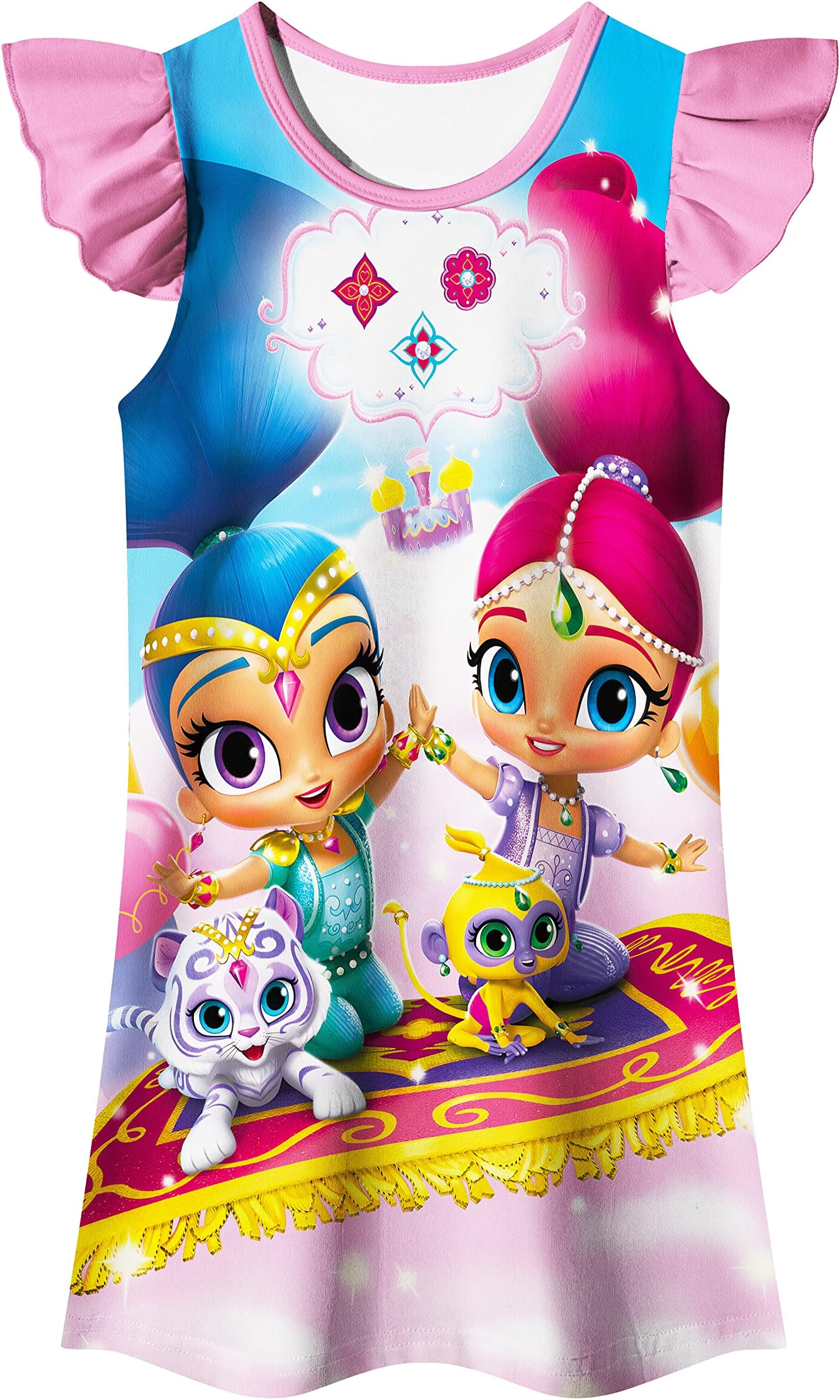 DidadiLittle Magical Fairy Princess Clothes Dress Adventure Flutter Sleeve Cartoon Printed Home Casual Wear for 2-7 Years