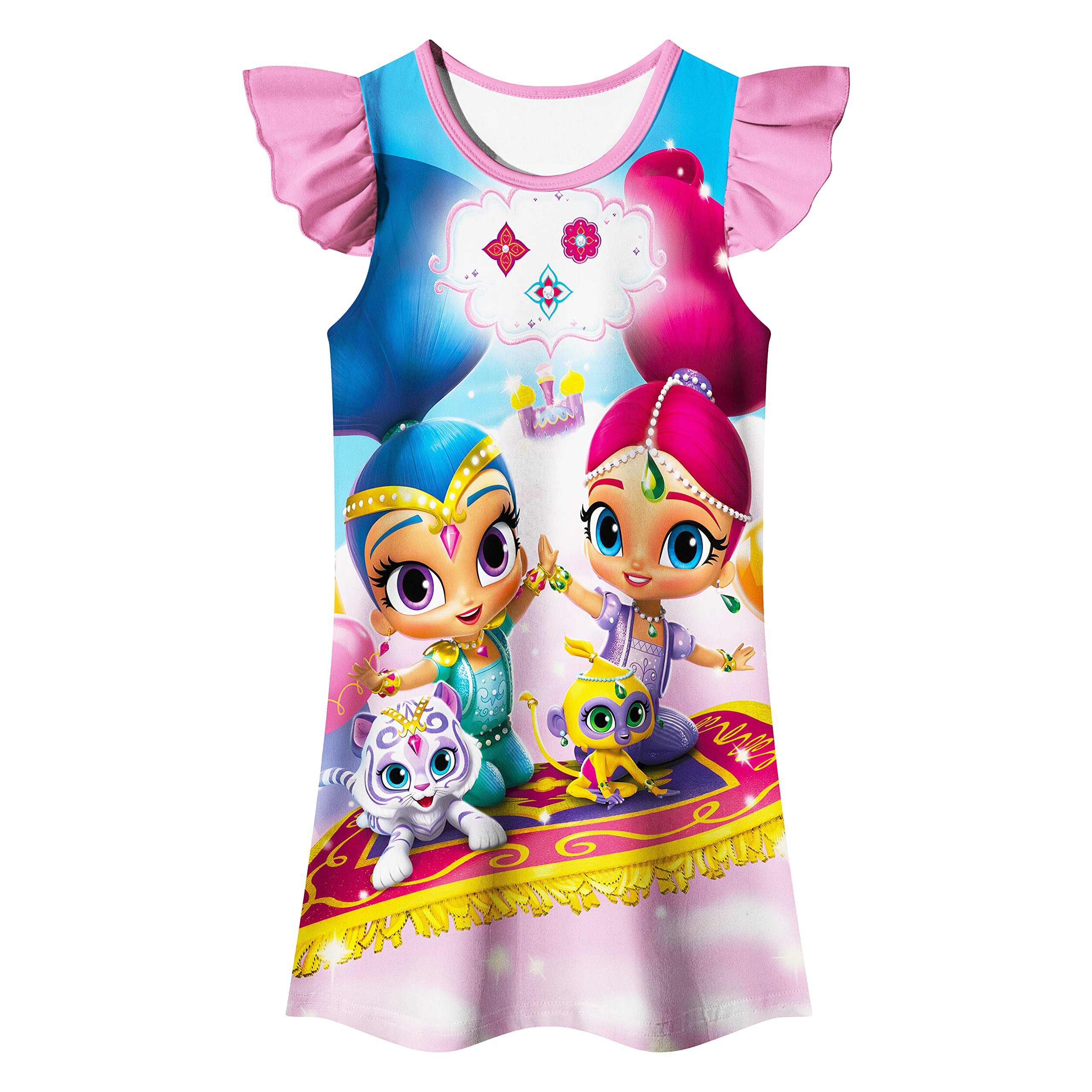 DidadiLittle Magical Fairy Princess Clothes Dress Adventure Flutter Sleeve Cartoon Printed Home Casual Wear for 2-7 Years