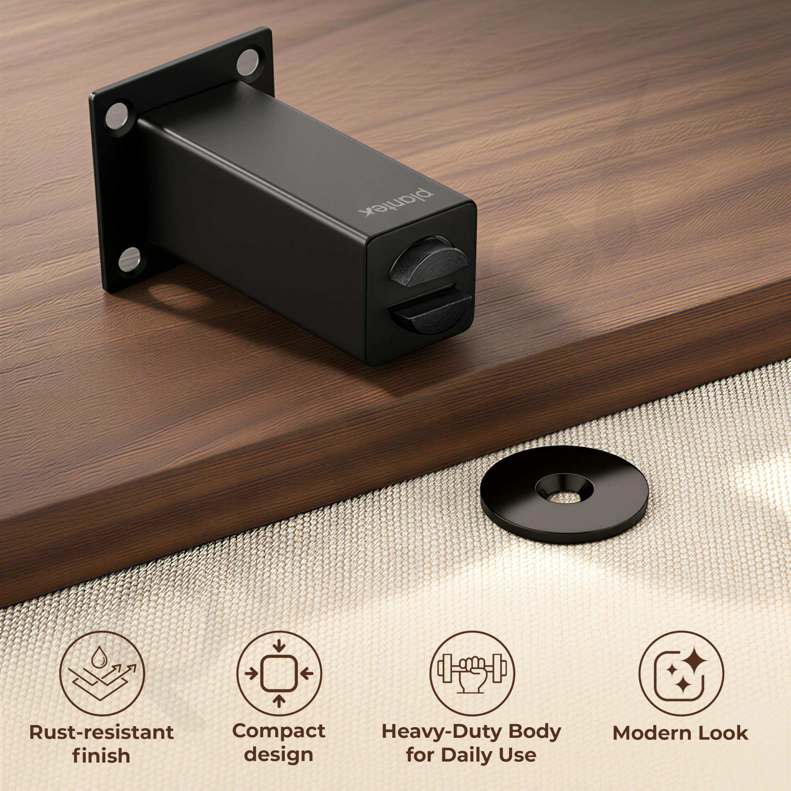 Plantex Stainless Steel Wall-Mounted Magnetic Door Stopper/Magnets to Hold Door/Doors Catcher for Wooden Door/Stops for Door - Pack of 1 (Matt Black) — Amazon image 4