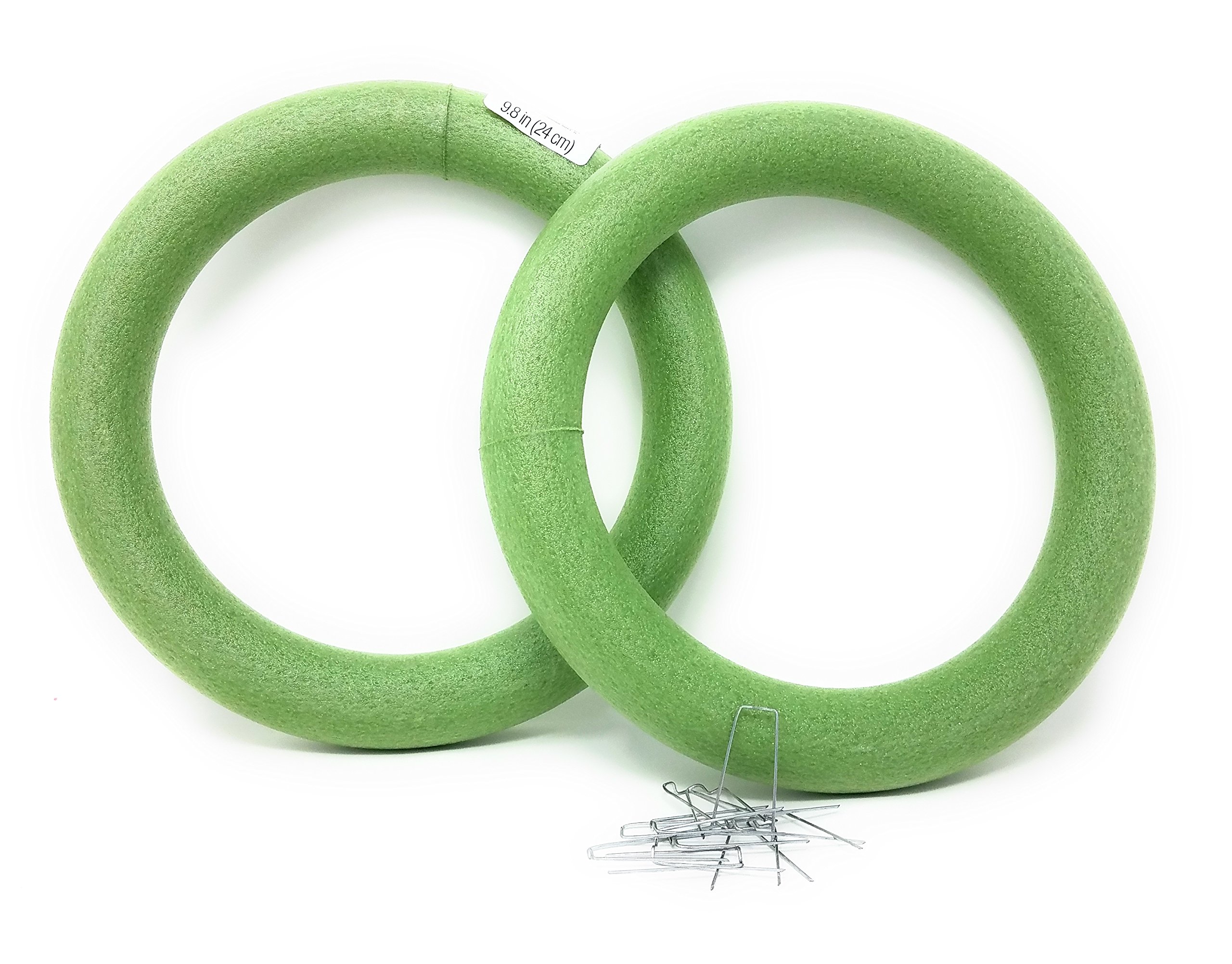 Buy Smooth Green Floral 9.75" Round Foam Rings with Greening Pins (Pack of 2) Online at