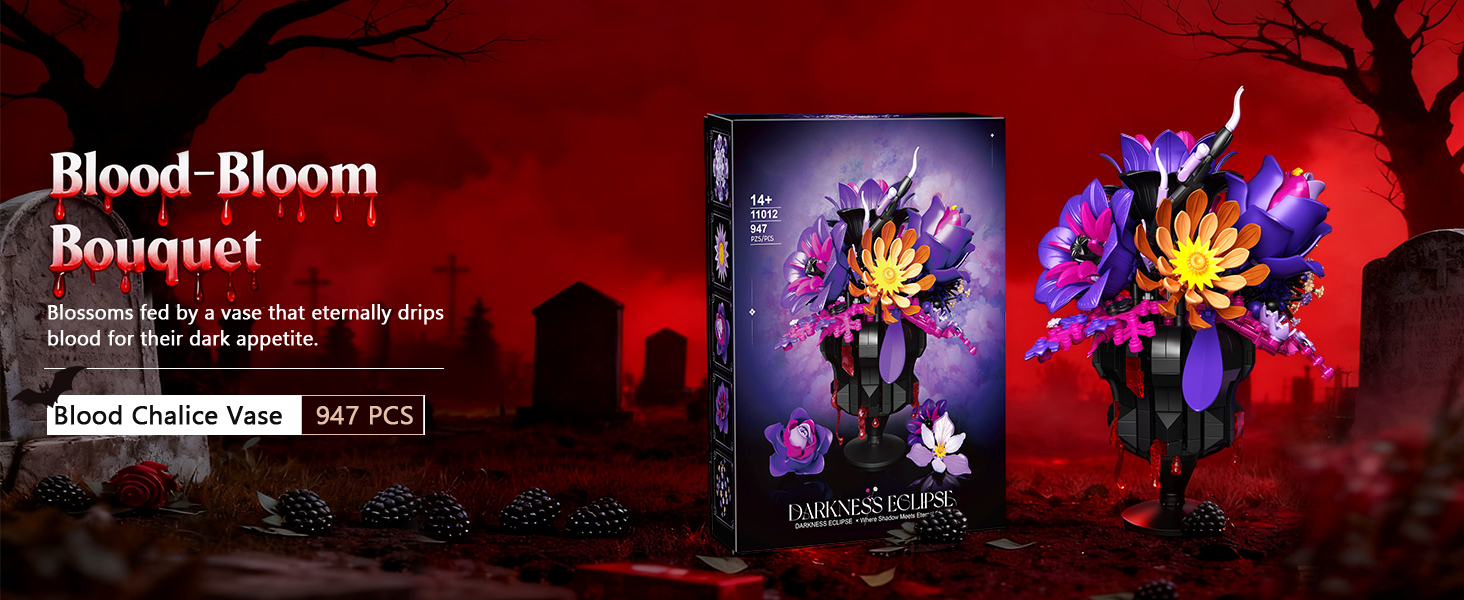 Amazon.com: Gothic Rose Bouquet Building Set with Bleeding Vase