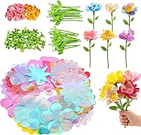 Glowsprout Fabric Flowers Refill Kit: 180 Colorful DIY Bouquet Accessories for Flower Maker - Crafts Toys for Girls 4-8