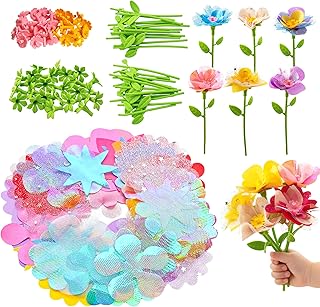 Glowsprout Fabric Flowers for Crafts Refill Kit - DIY Flower Bouquet Accessories with 180 Colorful Parts for Flower Maker - DIY Arts and Crafts Toys for Girls