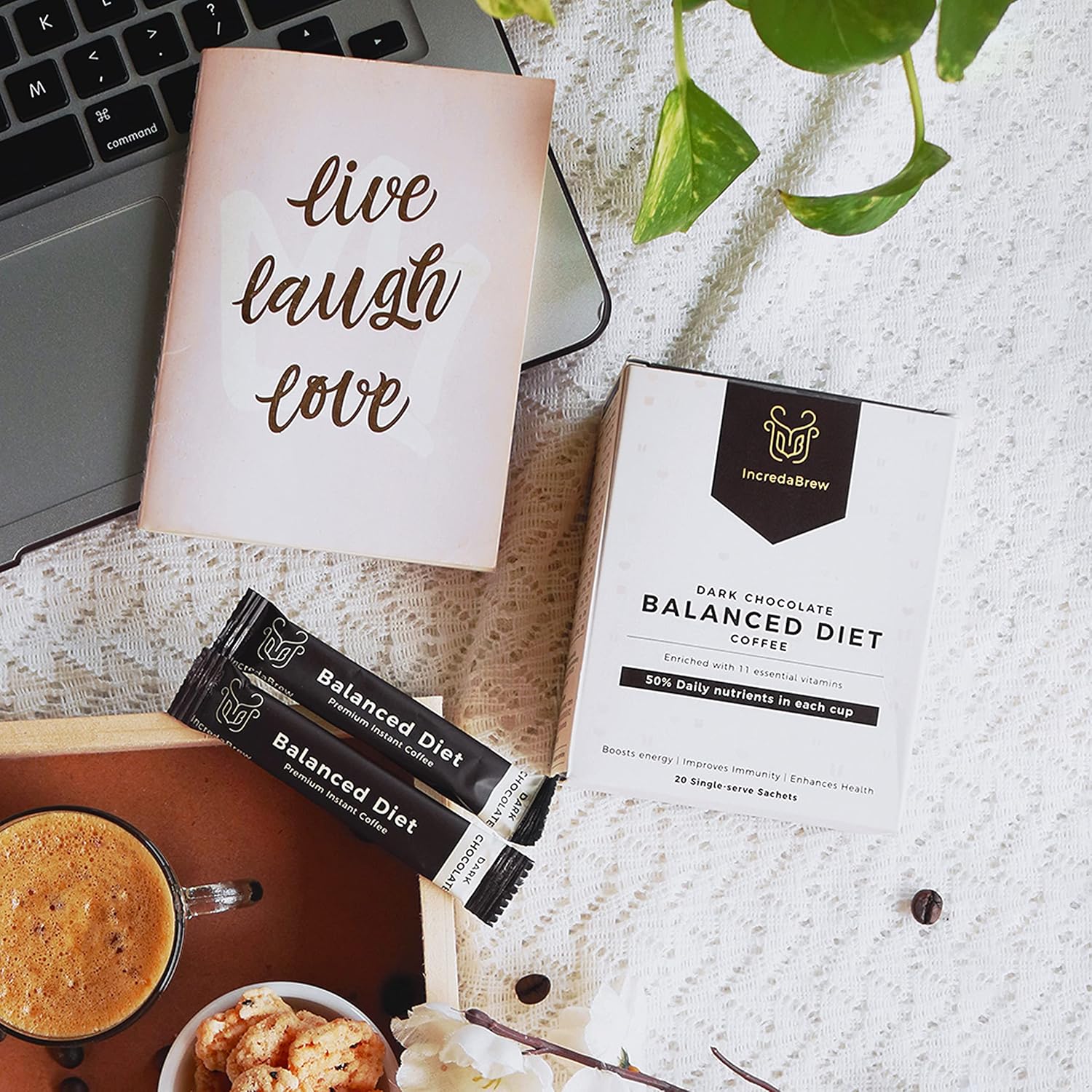 IncredaBrew Gold Vitamin Rich Wellness Instant Coffee Dark Chocolate Flavour | Pack Of 20 Premium Coffee Powder Sachets | Healthy Coffee With 11 Essential Vitamins | Makes 20 Cups IncredaBrew Gold Vitamin Rich Wellness Instant Coffee Dark Chocolate Flavour | Pack Of 20 Premium Coffee Powder Sachets | Healthy Coffee With 11 Essential Vitamins | Makes 20 Cups