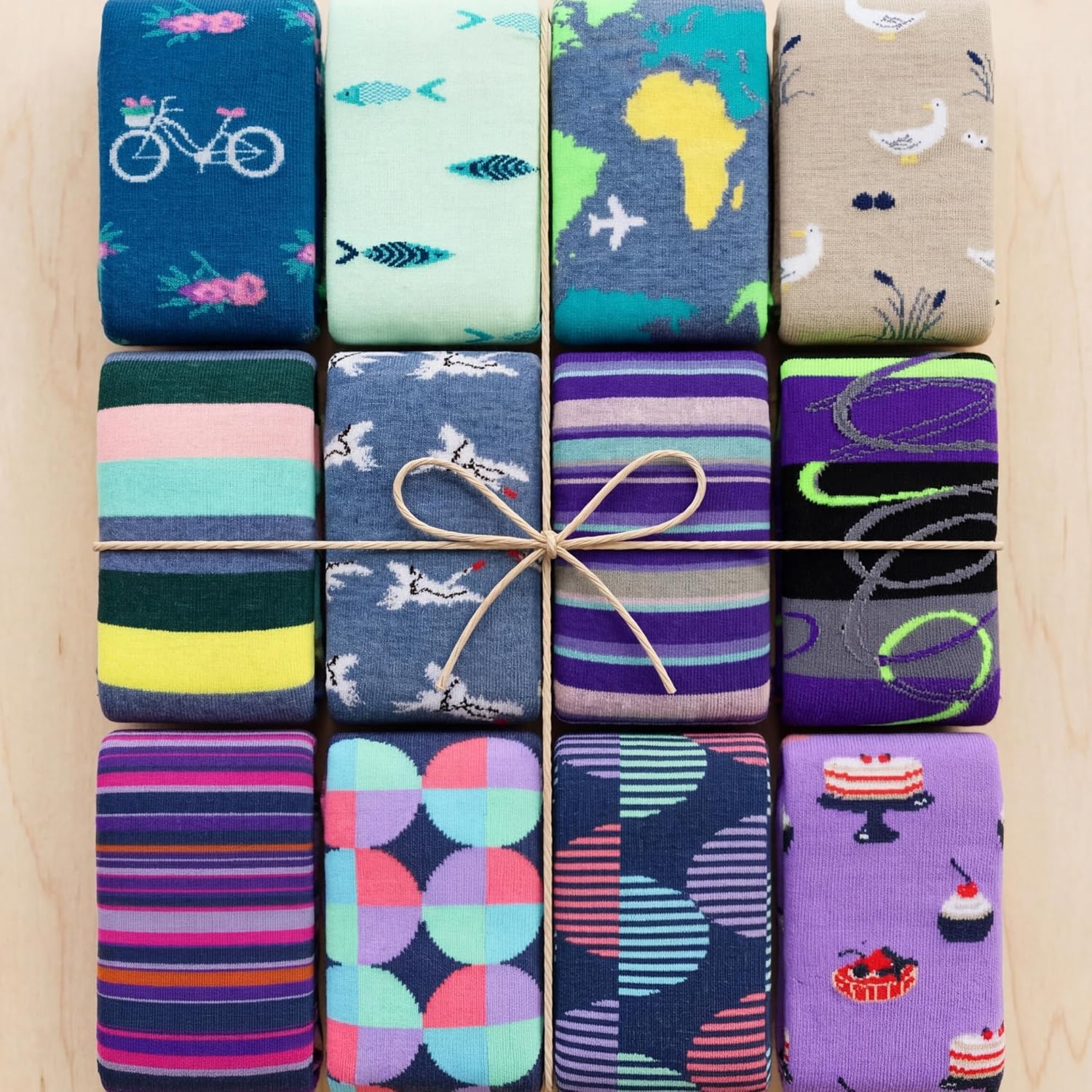 Tipi Toe Women's Fun Patterned Dress Socks, 12-Pack Lightweight Colorful Crew Socks, Casual Novelty Assorted Designs image 2