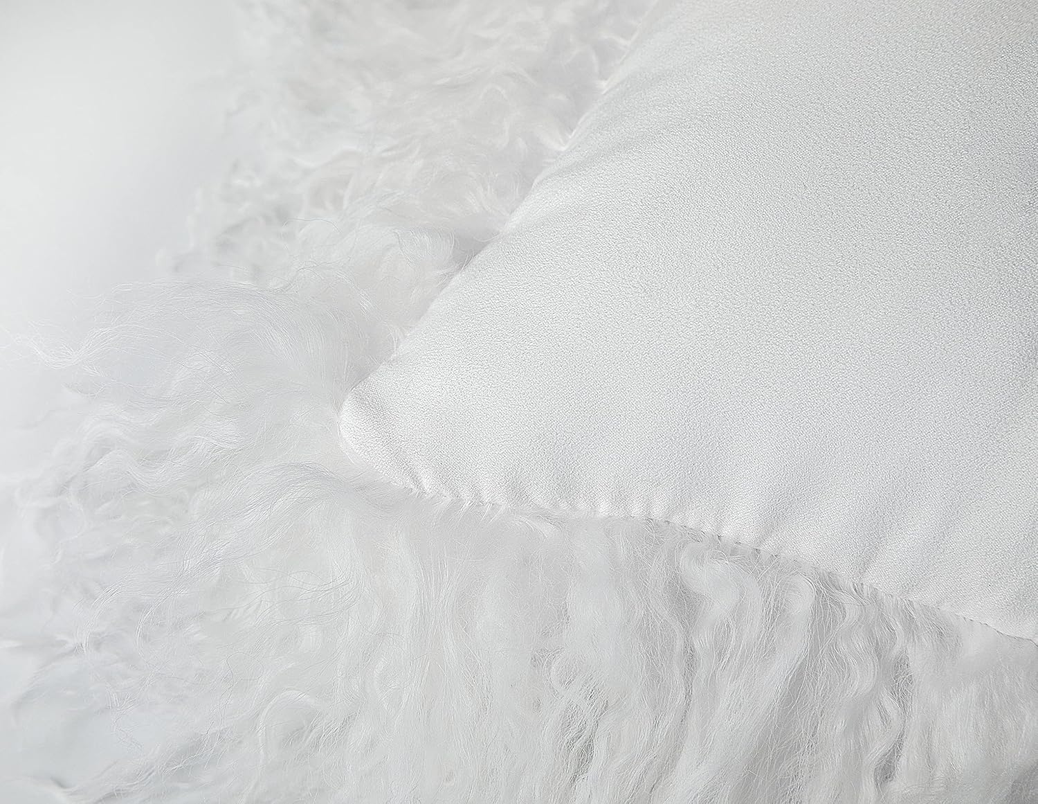 confibona 100% Real Mongolian Lamb Fur Curly Wool Rectangle Throw Pillow Cushion Decorative Pillow for Living Room Bedroom Car,Pillow Insert Included,12x20in,White