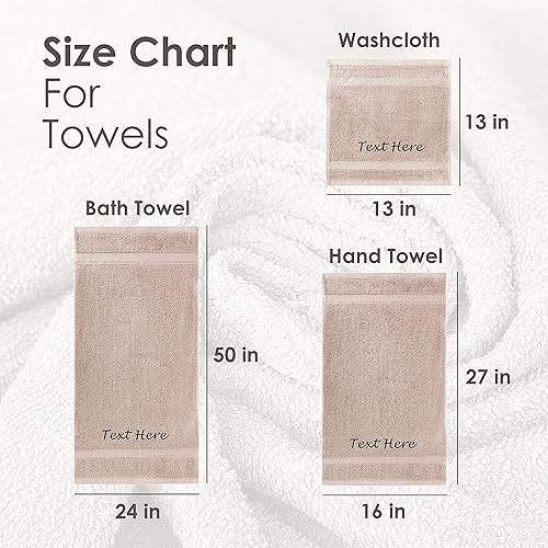 Miniatura 5 de Juego de toallas personalizadas con texto bordado, paquete de 2 toallas de algodón turco altamente absorbentes y súper suaves para baño, cocina,
