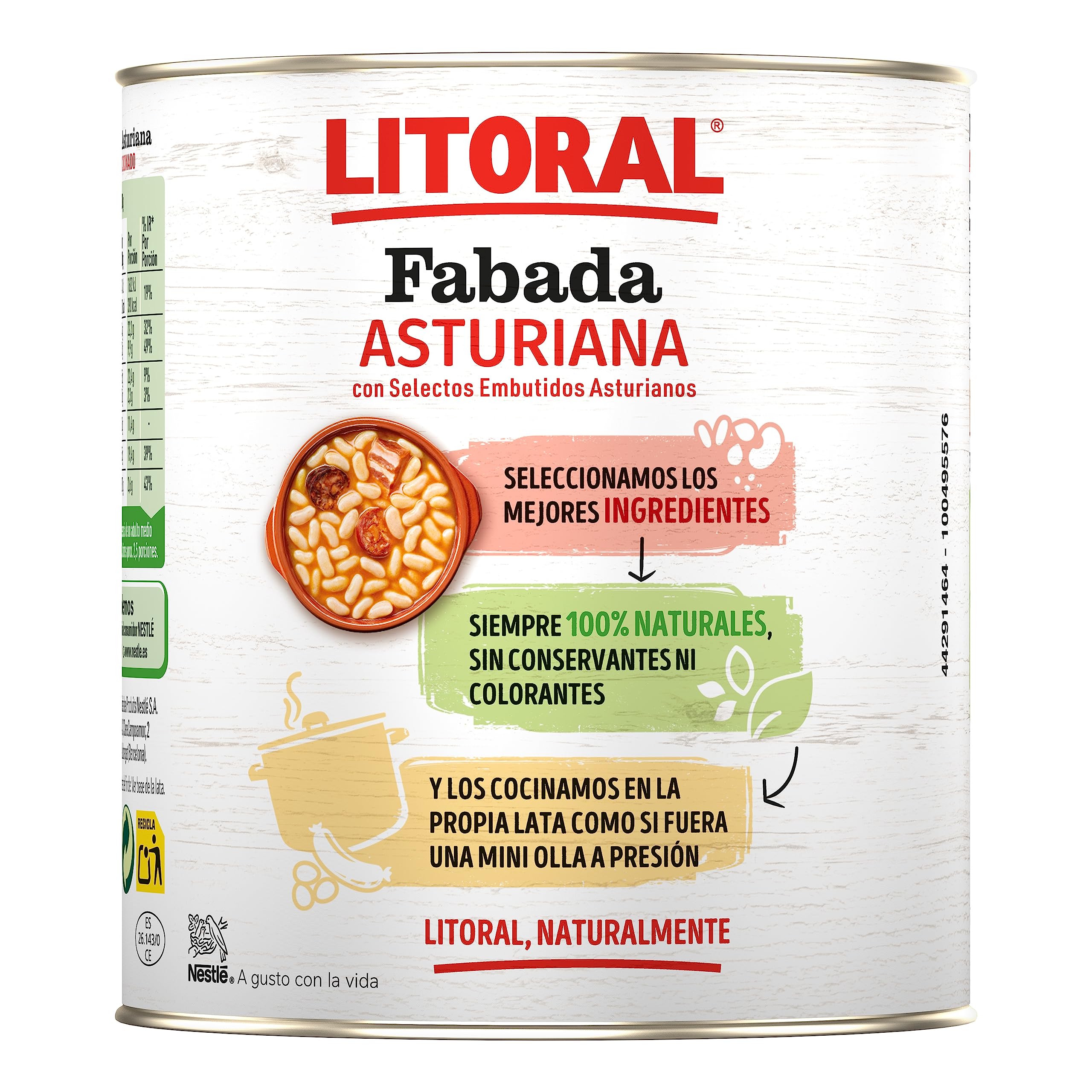 LITORAL Fabada Asturiana Plato Preparado Sin Gluten 6x850g