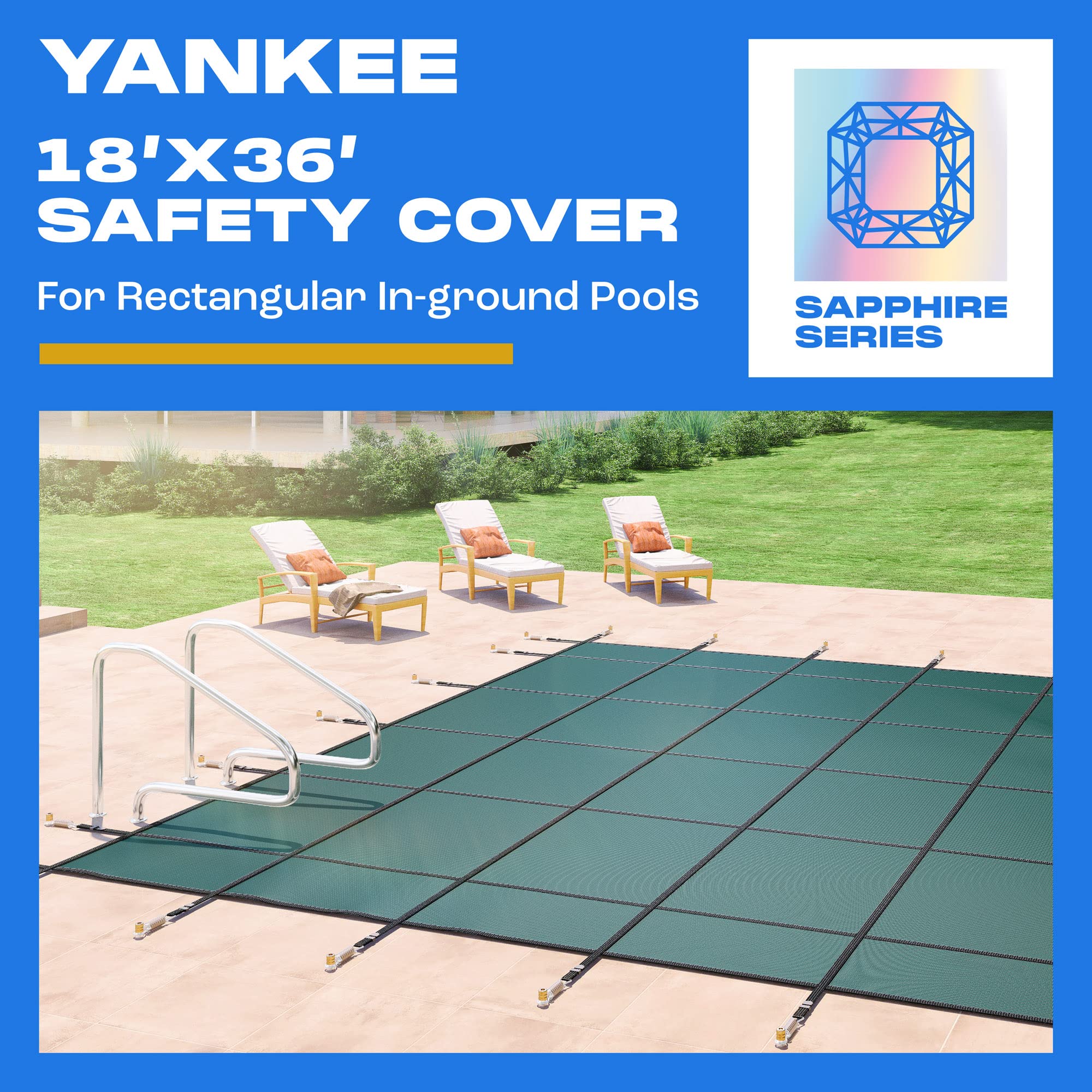 Yankee Pool Safety Inground Pool Cover Full Set w/Pool Safety Net and