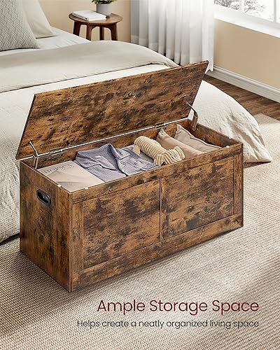 Miniatura 4 de VASAGLE Cofre de almacenamiento, baúl de almacenamiento con 2 bisagras de seguridad, banco de almacenamiento, banco de zapatos, estilo granja, 15.7