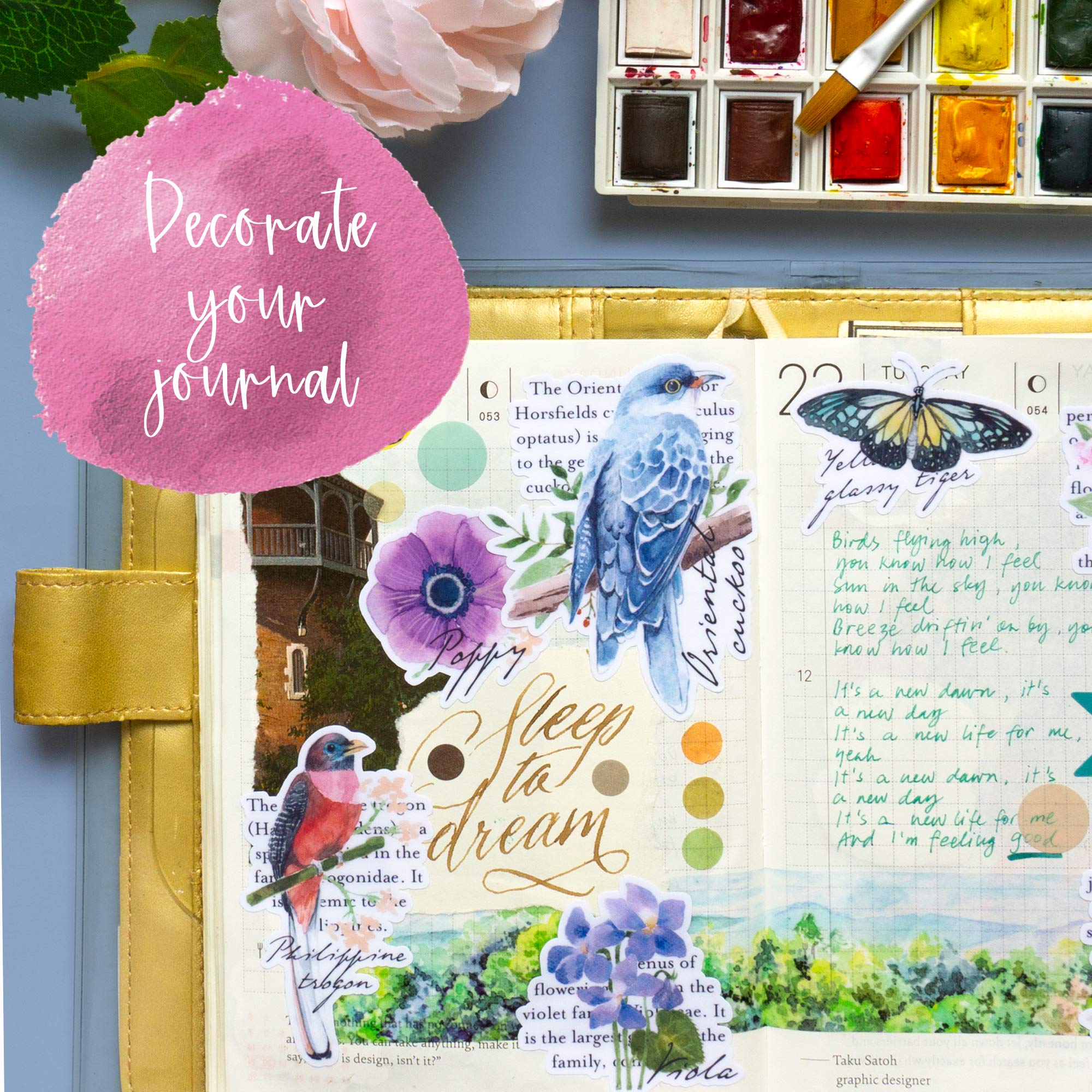 Navy Peony Einhorn-Sticker Set – 8 Bögen, 150+ Sticker, Wasserfest & Washi-Papier Für Journal, Planer & Scrapbook