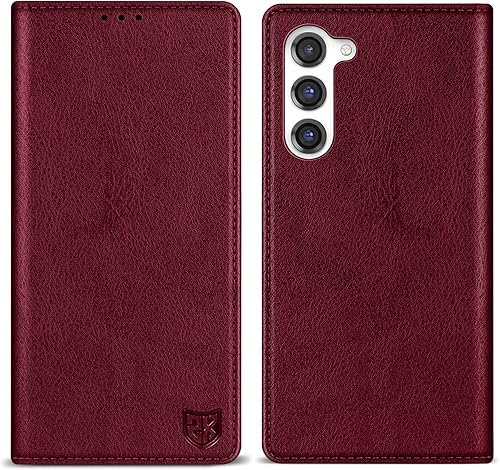 ZZXX Funda tipo cartera para Samsung Galaxy S23 con bloqueo RFID, soporte de ranura para tarjetas, funda protectora de cuero magnético fuerte con