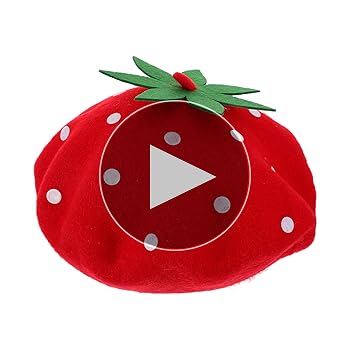 Creative Cute Strawberry Beret Hat for Kids, Soft Woolen