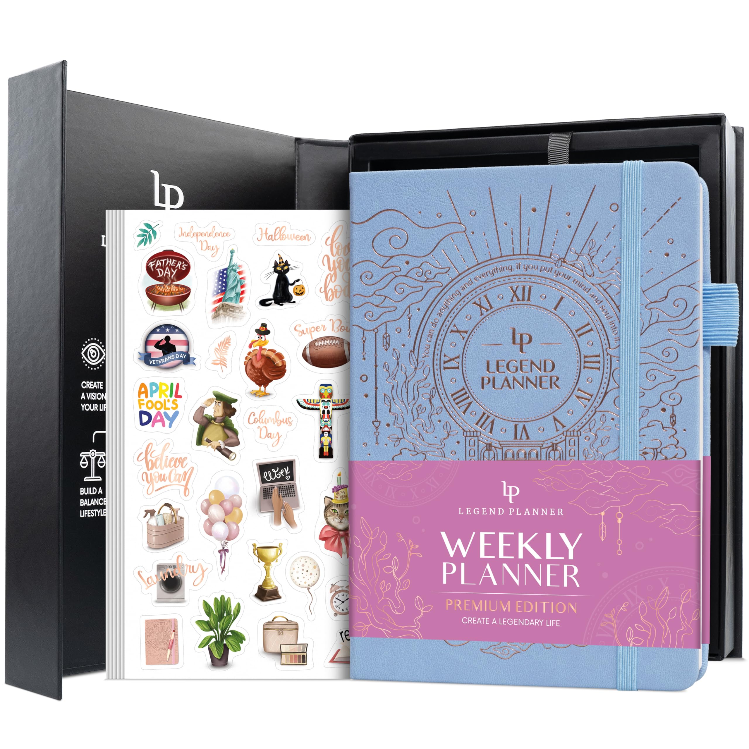 Legend Weekly Planner Premium – Undated Weekly, Monthly & Budget Planner – Life Organizer for Time Management & Productivity, A5 (Periwinkle, New