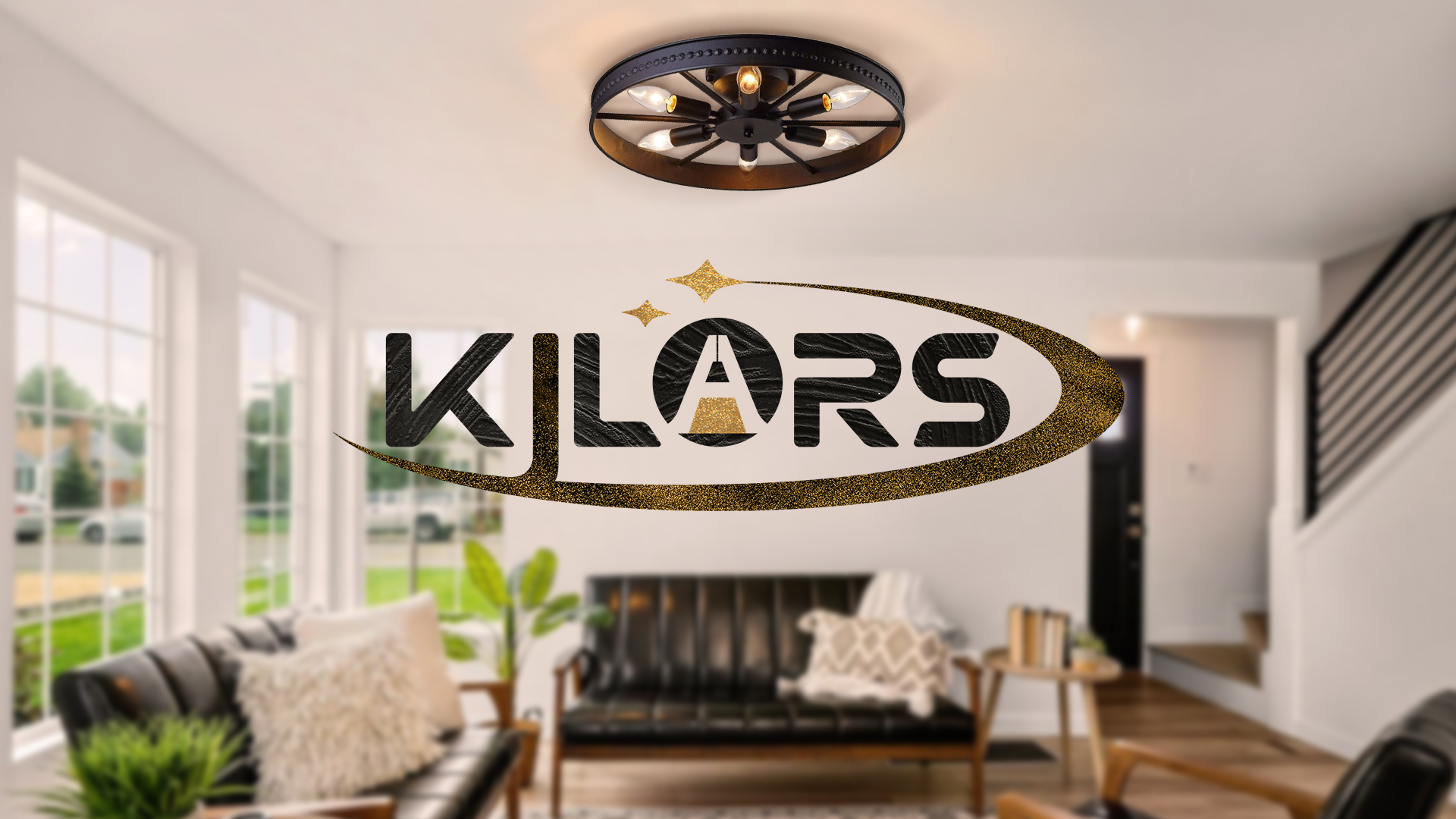 KJLARS 6-Lights Rustic Metal Ceiling Light Fixture Black