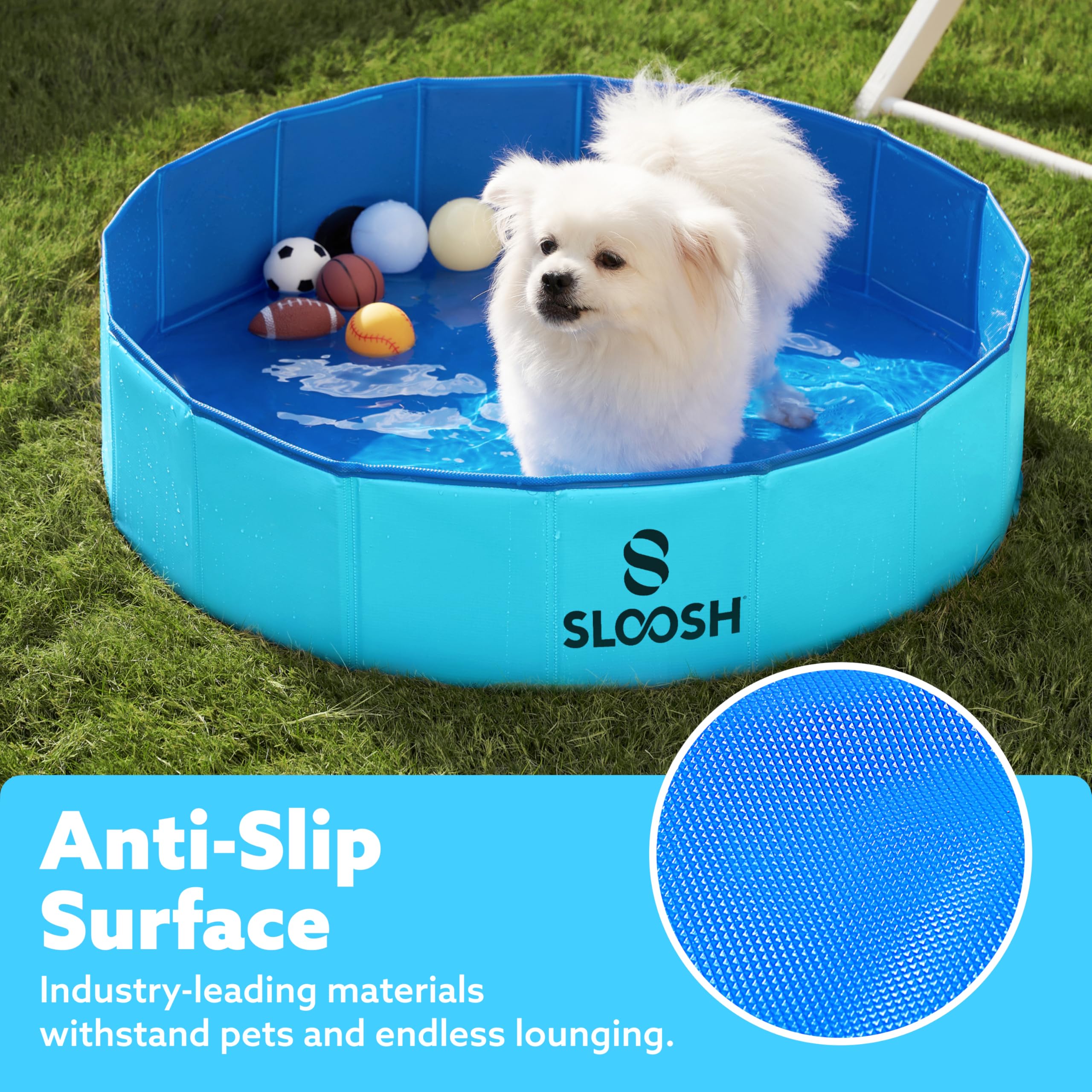 Sloosh Baignoire pliable pour chien – Piscine pliable pour chien – Piscine pour enfants – 81,3 x 20,3 cm (bleu)