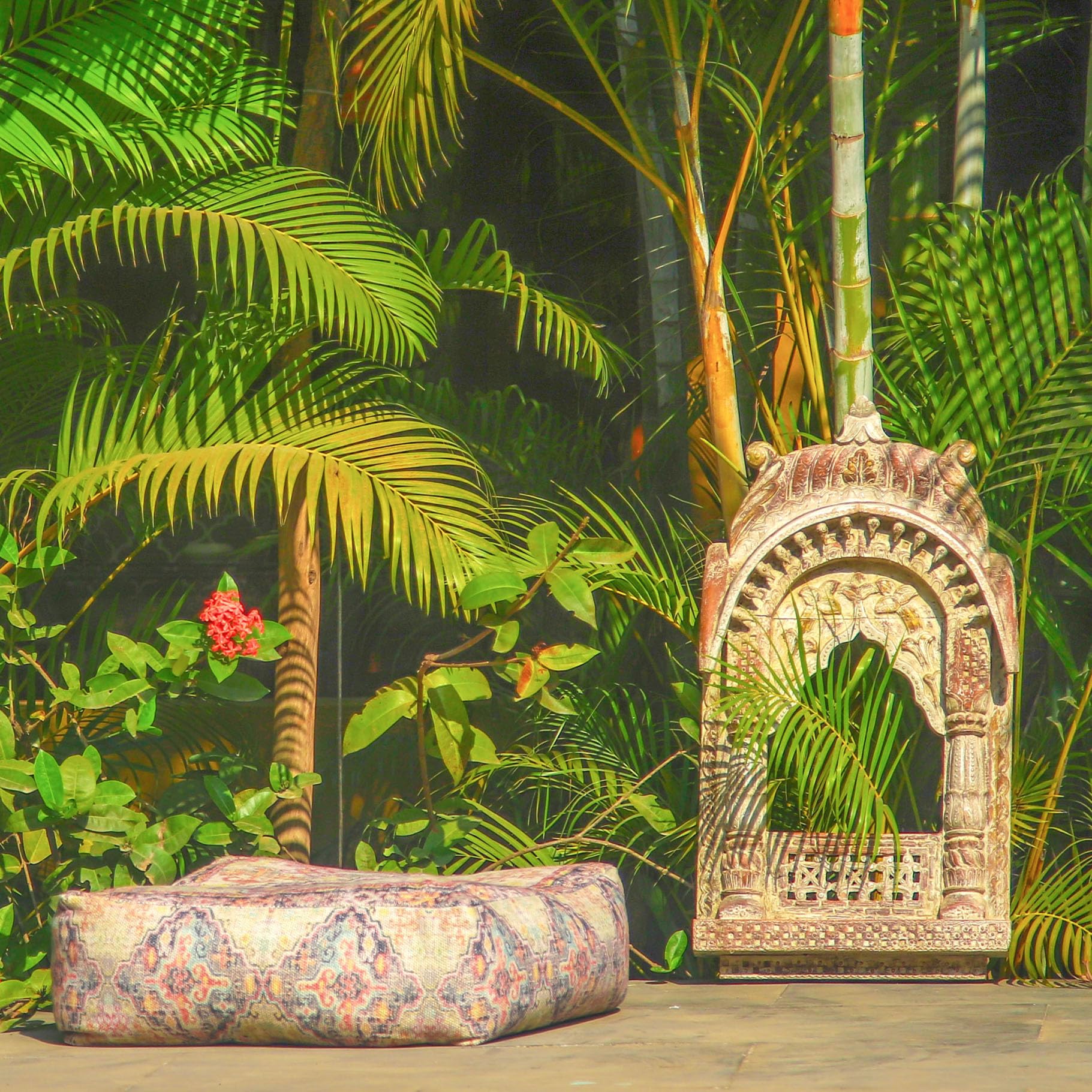 Mandala Life ART Puf Otomano para Exterior - Solo Funda - 60x20cm - Poliéster - Mueble Cojín de Suelo Bohemio Marroquí Boho Chic