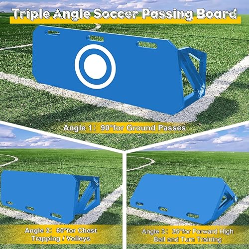 Miniatura 2 de Tabla de rebote de fútbol, 3 ángulos de pared de fútbol portátil para adultos y niños, equipo de entrenamiento de fútbol plegable para práctica de