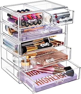 Sorbus Acrylic Makeup Organizer Set, 6-Drawer Vanity & Countertop Cosmetic Storage with Small & Wide Drawers, Clear Makeup...