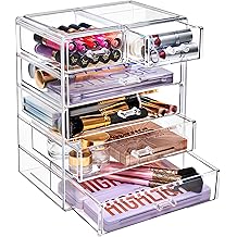 Sorbus Acrylic Makeup Organizer Set, 6-Drawer Vanity &amp; Countertop Cosmetic Storage with Small &amp; Wide Drawers, Clear Makeup Storage for Brushes, Lipsticks, Jewelry &ndash; Holiday Gift for Women &amp; Teens