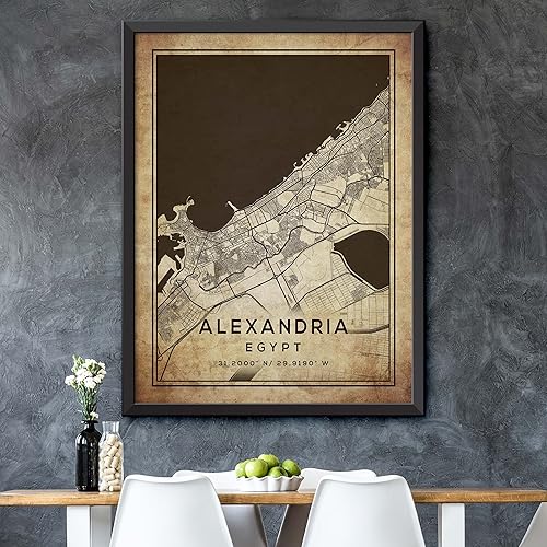 Miniatura 5 de Map of Alexandria, Egypt, Vintage Western (36x48)