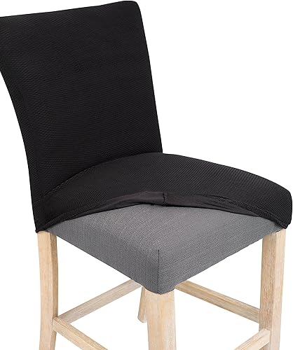 Miniatura 2 de Internet's Best Juego de 4 fundas elásticas para sillas de comedor, fundas elásticas, color negro