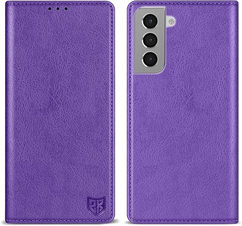 Miniatura 17 de ZZXX Funda tipo cartera para Samsung Galaxy S21 con bloqueo RFID, soporte de ranura para tarjetas, funda protectora de cuero magnético fuerte