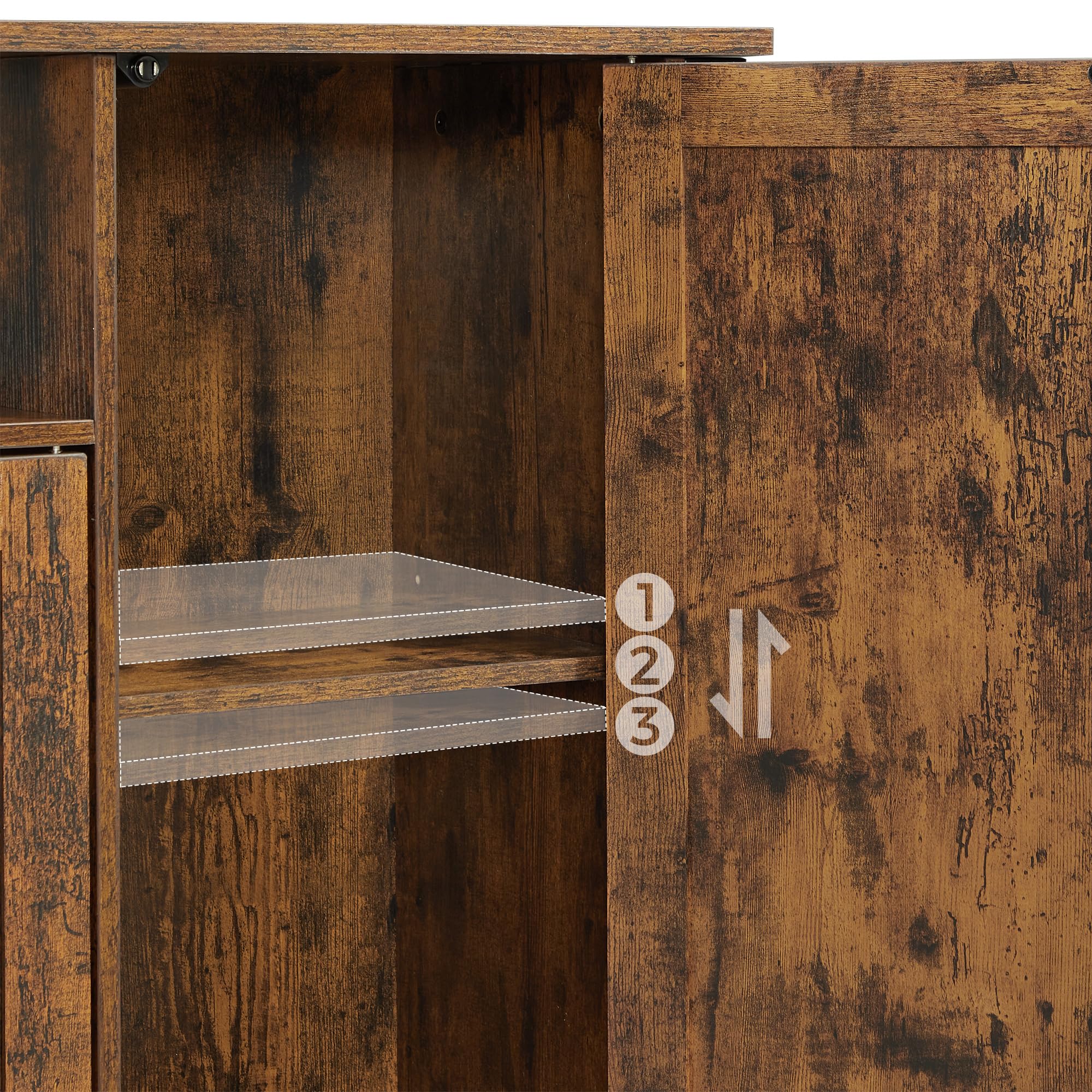 VASAGLE Credenza, Mobile da Cucina, Mobile Contenitore, con 3 Ante, per Soggiorno, Cucina, Sala da Pranzo, 33 x 110 x 75 cm, Stile Country, Marrone Vintage e Nero LSC096B01