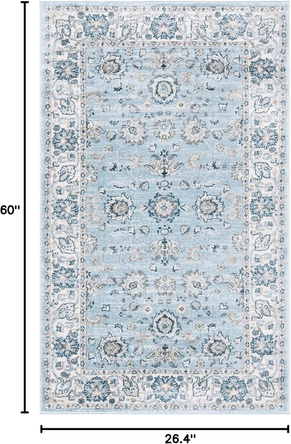 SAFAVIEH Isabella Collection Accent Rug - 2'2" x 5', Light Blue & Cream, Oriental Design, Non-Shedding & Easy Care, Ideal for High Traffic Areas in Entryway, Living Room, Bedroom (ISA940M)