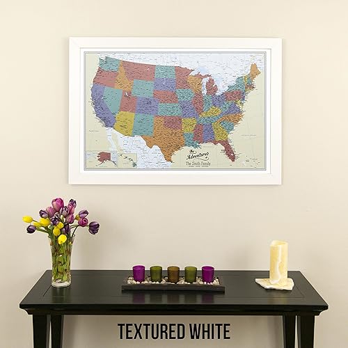 Vista 25 de Lienzo - Mapa de viaje personalizado de Tan Oceans USA con marco negro