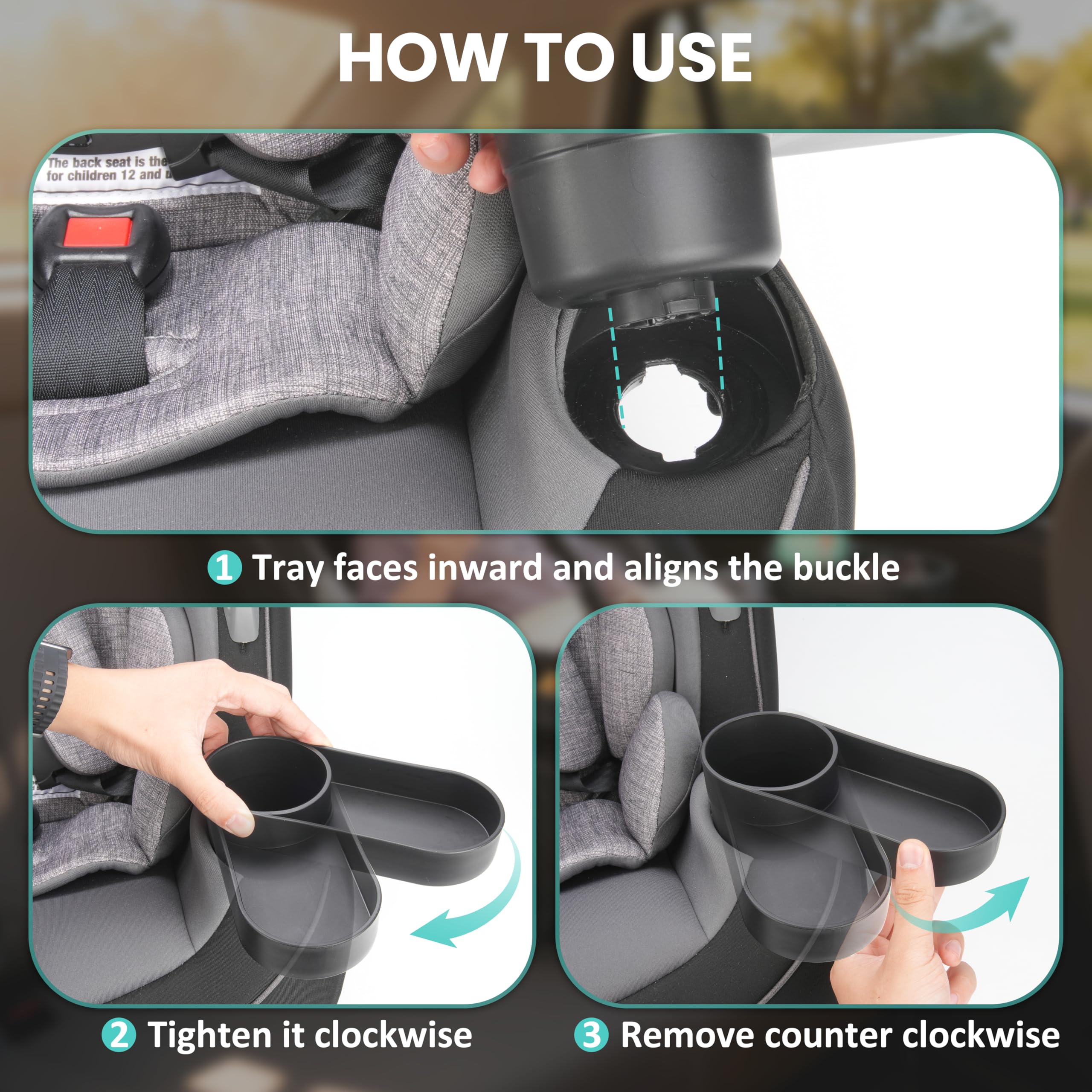 Taca na przekąski do fotelika samochodowego dla dzieci, kompatybilna z Safety 1st EverFit & Grow and Go All-in-One Slim Cabrio fotelik samochodowy, taca na przekąski i akcesoria, nadaje się do