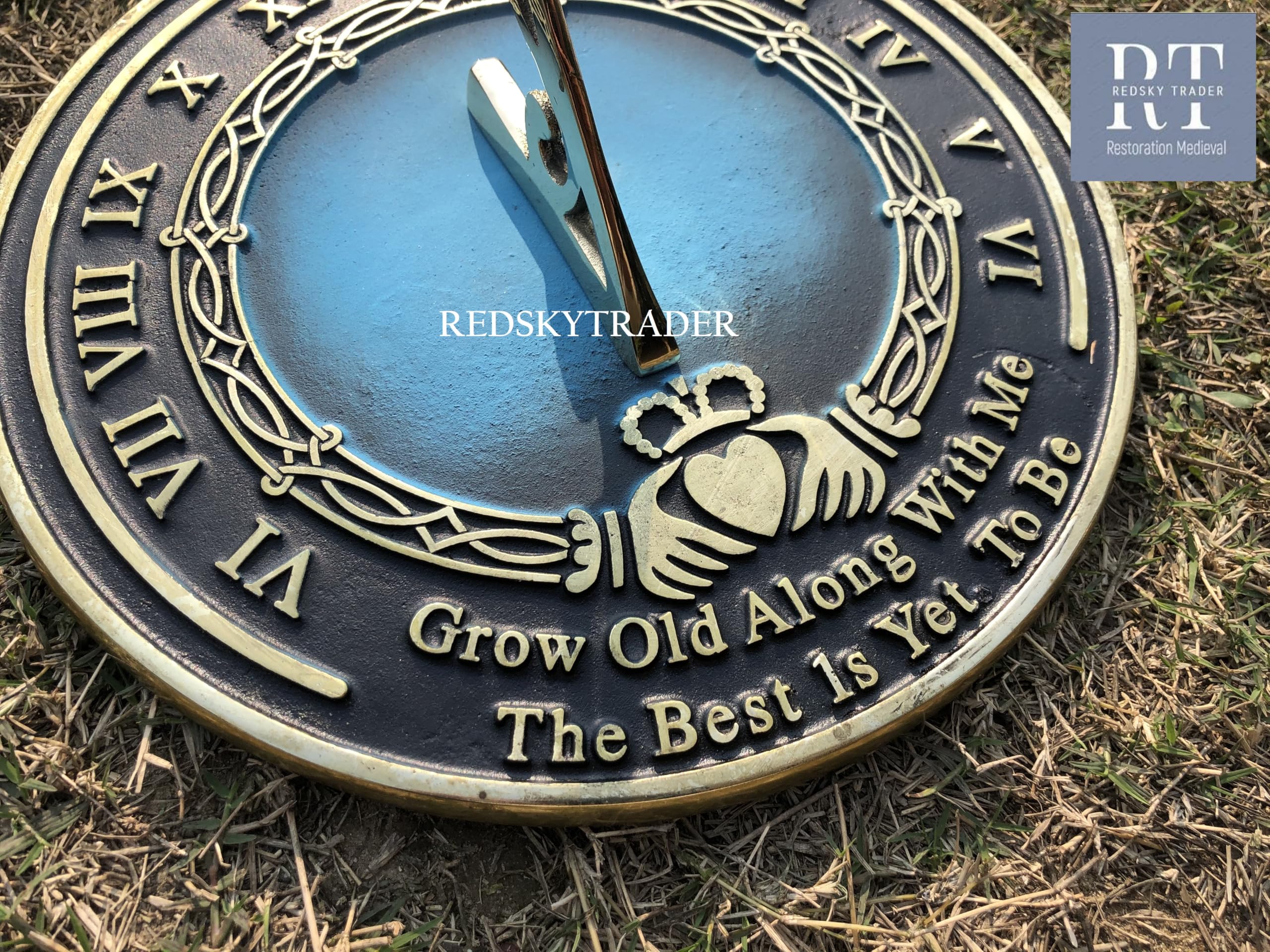 Reloj solar Grow Old with Me de 8 pulgadas, regalo para padres, abuelos, amigos, parejas, regalo de reloj solar, jardín o decoración del hogar
