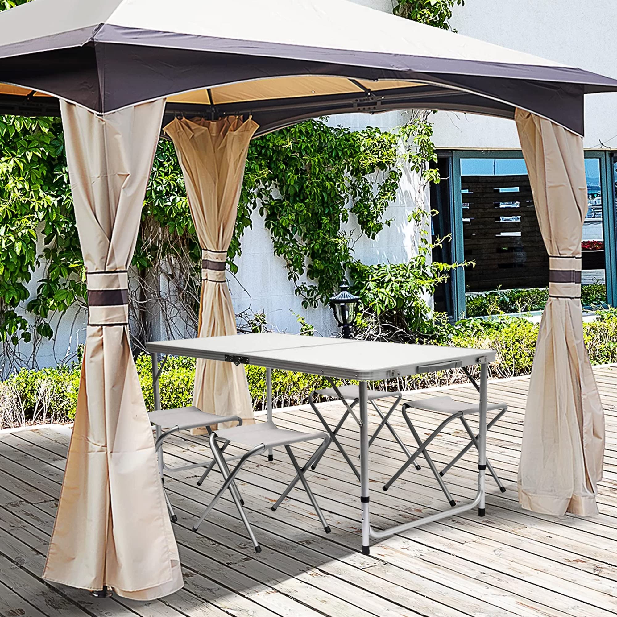 MaxxGarden Tavolo Pieghevole da Esterno – Tavolo da Giardino, Pic Nic e Campeggio – 120x60x70 cm – Salvaspazio – Colore Bianco