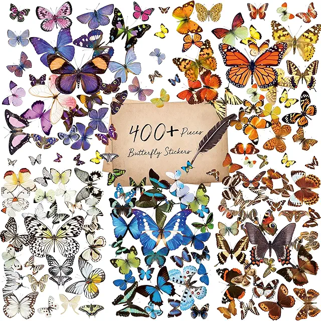 400+ Autocollants Papillons Vintage PVC - Décoration Printanière Autoadhésive