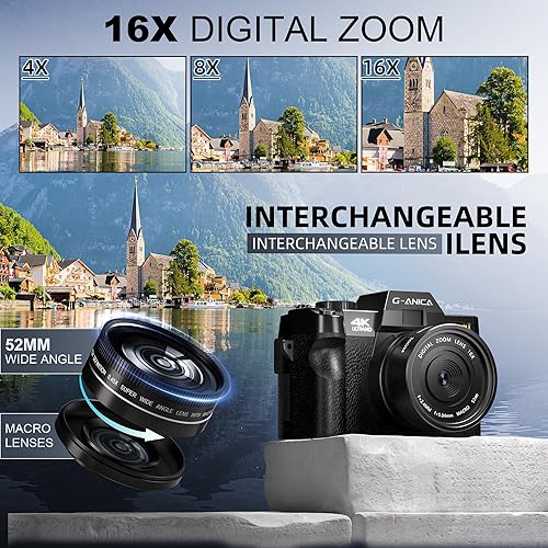 Miniatura 2 de Cámaras digitales 4K para fotografía, cámara de vlogging de 48MP para YouTube con micrófono y trípode de agarre,