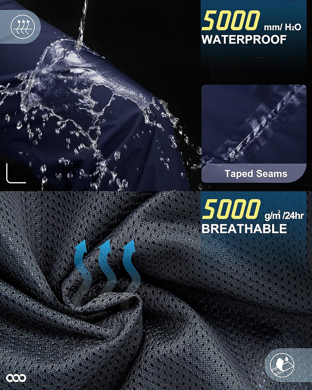 33,000ft Women's Rain Pants, Lightweight Waterproof Rain Over Pants, Windproof Hiking Pants for Outdoor, Fishing, Rainy Day - Image 3