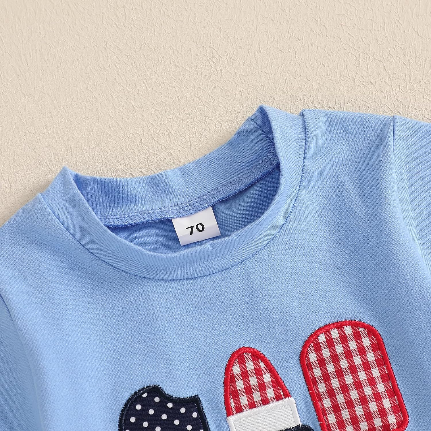 Kayotuas 4th Of July Toddler Boy Outfit Popsicle American Flag T-Shirt and Gingham Plaid Shorts Set Independence Day Clothes