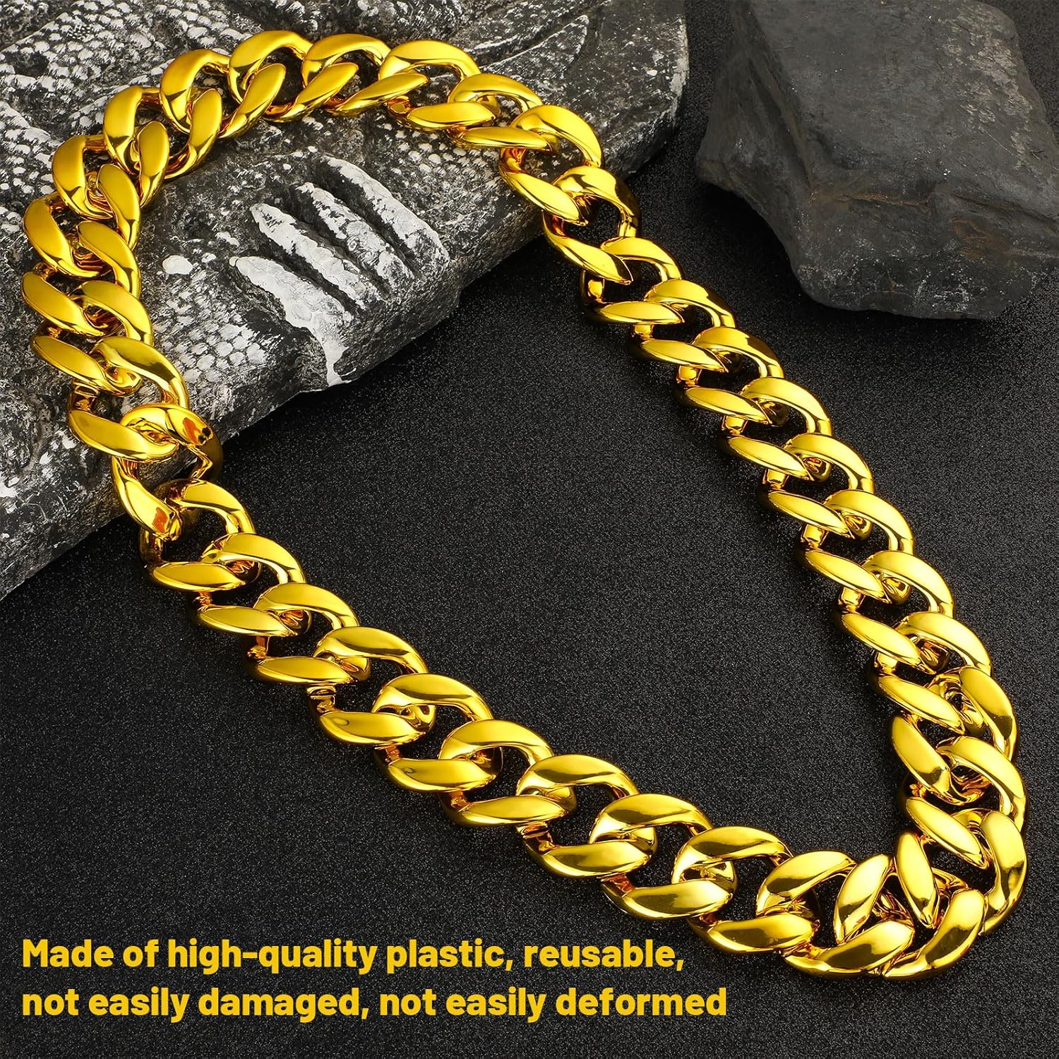 Hip Hop Chain Bulk, Plastic Costume Rapper Chain Fake Necklace for Men Women 80s 90s Jewelry Punk Style, 31 Inch - Image 4